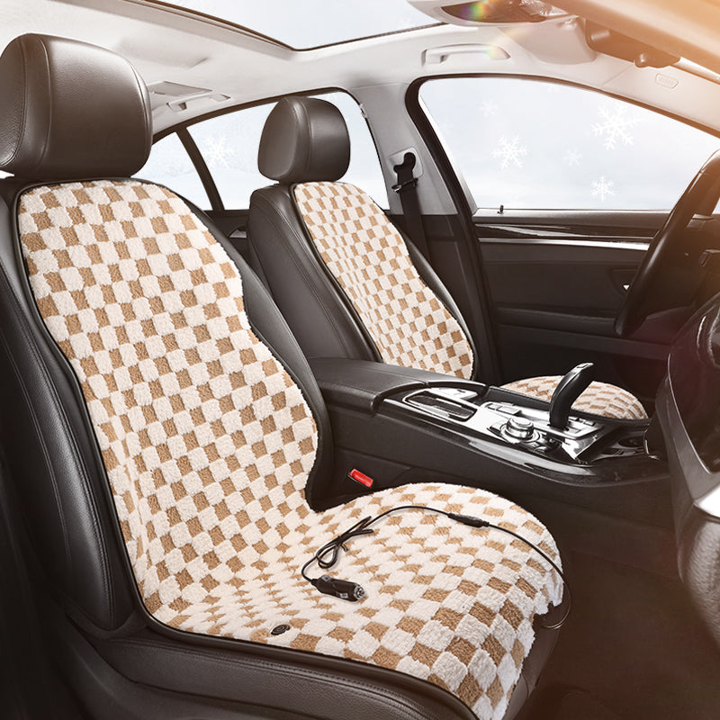 Graphene Pro Heated Car Seat Cushion – 12/24V | 3 Heat Levels | Smart Constant Temperature | Plaid Edition
