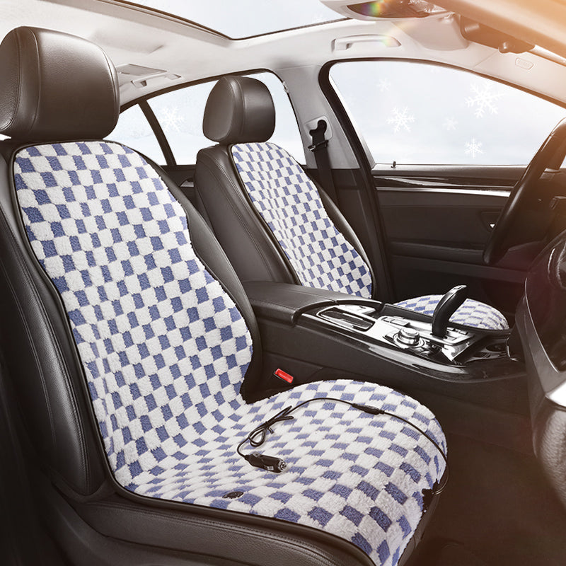 Graphene Pro Heated Car Seat Cushion – 12/24V | 3 Heat Levels | Smart Constant Temperature | Plaid Edition