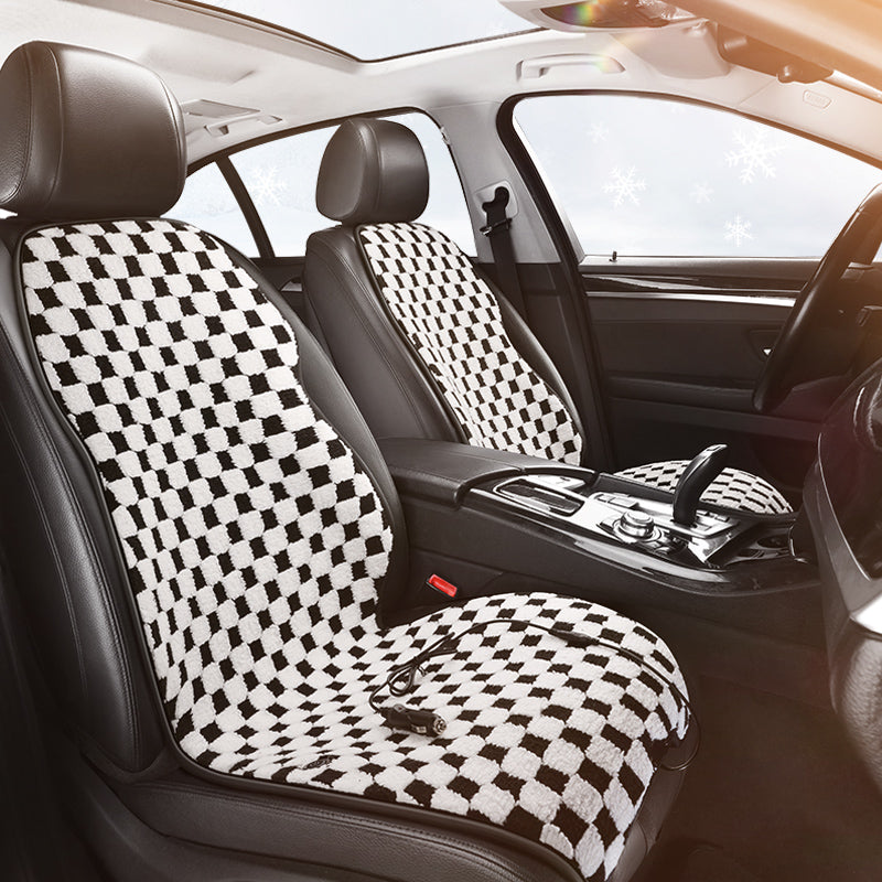 Graphene Pro Heated Car Seat Cushion – 12/24V | 3 Heat Levels | Smart Constant Temperature | Plaid Edition