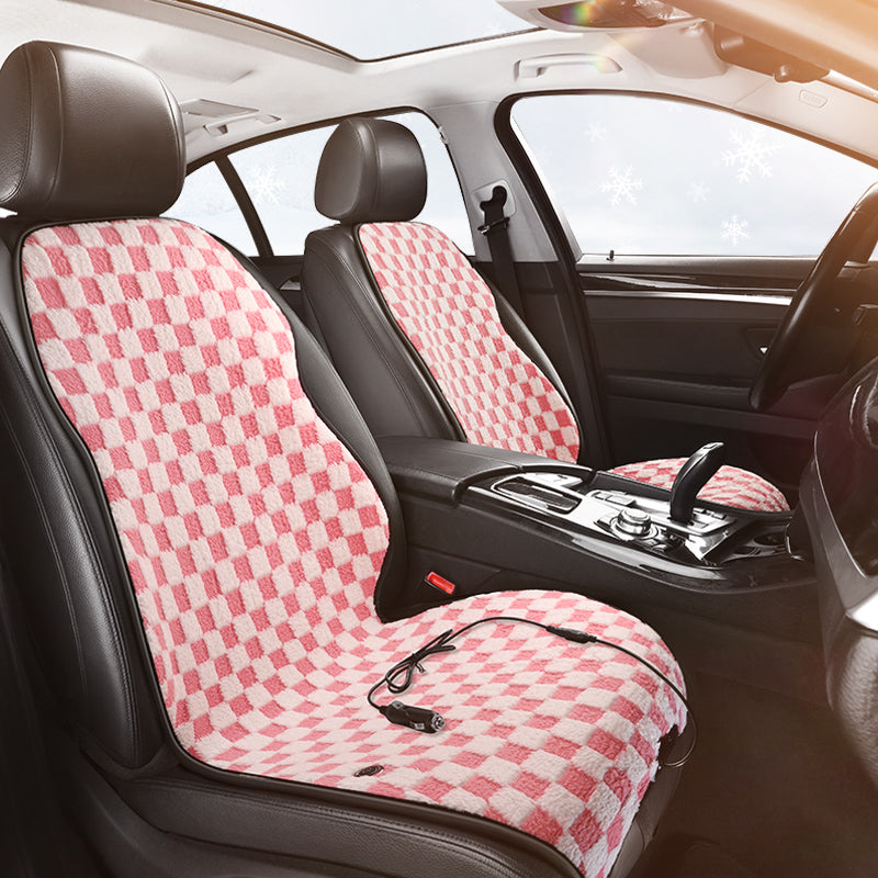 Graphene Pro Heated Car Seat Cushion – 12/24V | 3 Heat Levels | Smart Constant Temperature | Plaid Edition