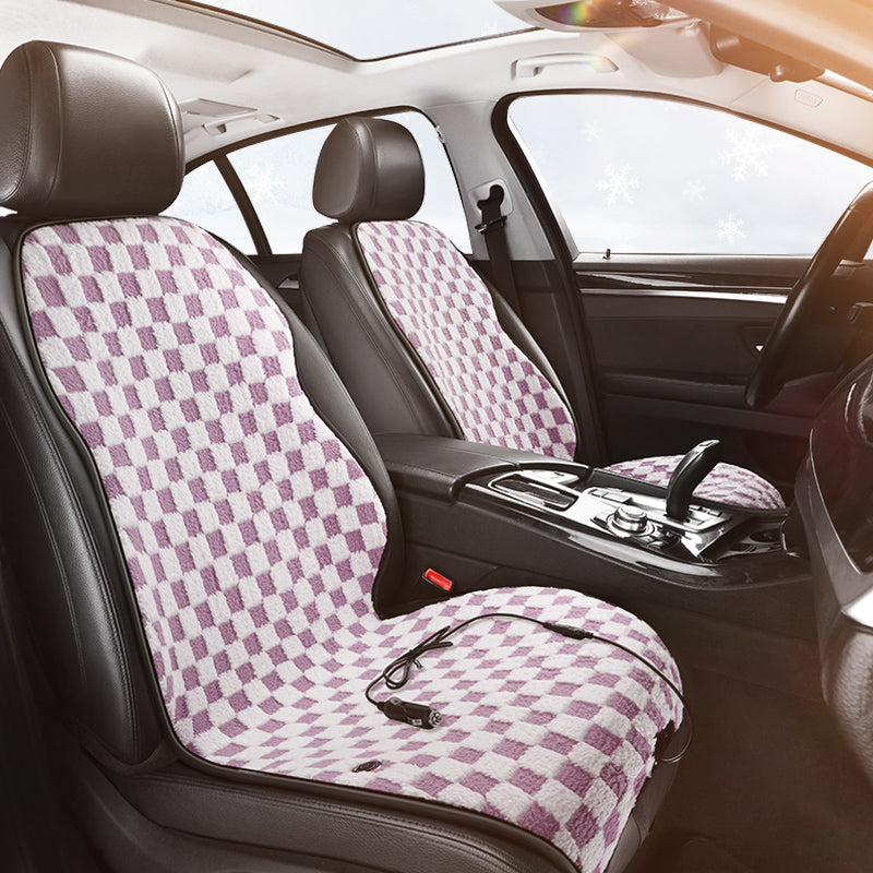 Graphene Pro Heated Car Seat Cushion – 12/24V | 3 Heat Levels | Smart Constant Temperature | Plaid Edition