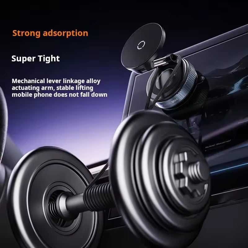 MagSafe Car Mount Pro — 15W Fast Wireless Charging • Vacuum Suction Pad • Zinc-Alloy Arm