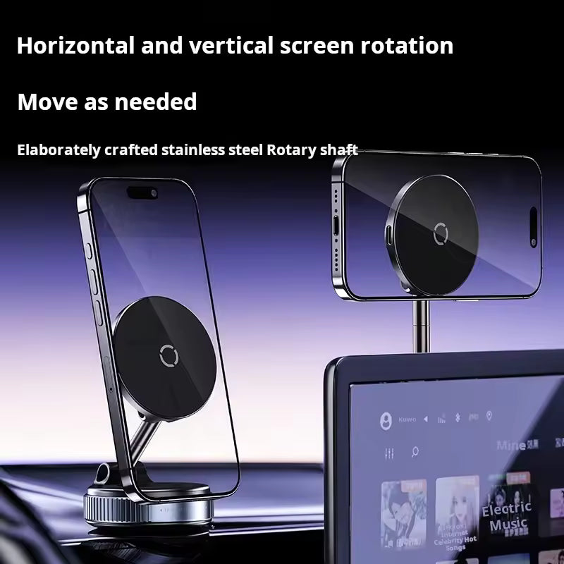 MagSafe Car Mount Pro — 15W Fast Wireless Charging • Vacuum Suction Pad • Zinc-Alloy Arm