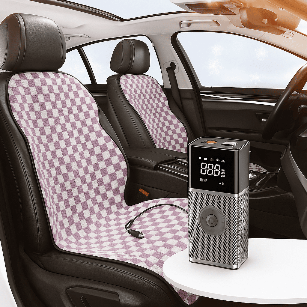 Winter Comfort Kit — Heated Seat Cushion + Portable Tire Inflator