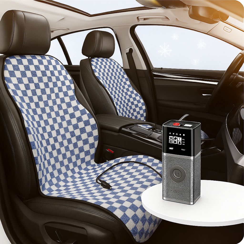 Winter Comfort Kit — Heated Seat Cushion + Portable Tire Inflator