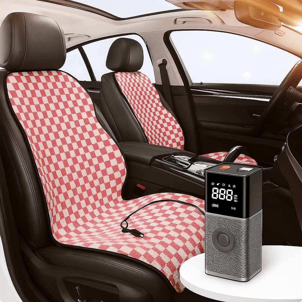 Winter Comfort Kit — Heated Seat Cushion + Portable Tire Inflator