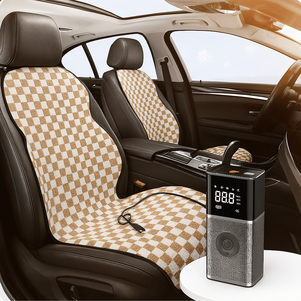 Winter Comfort Kit — Heated Seat Cushion + Portable Tire Inflator