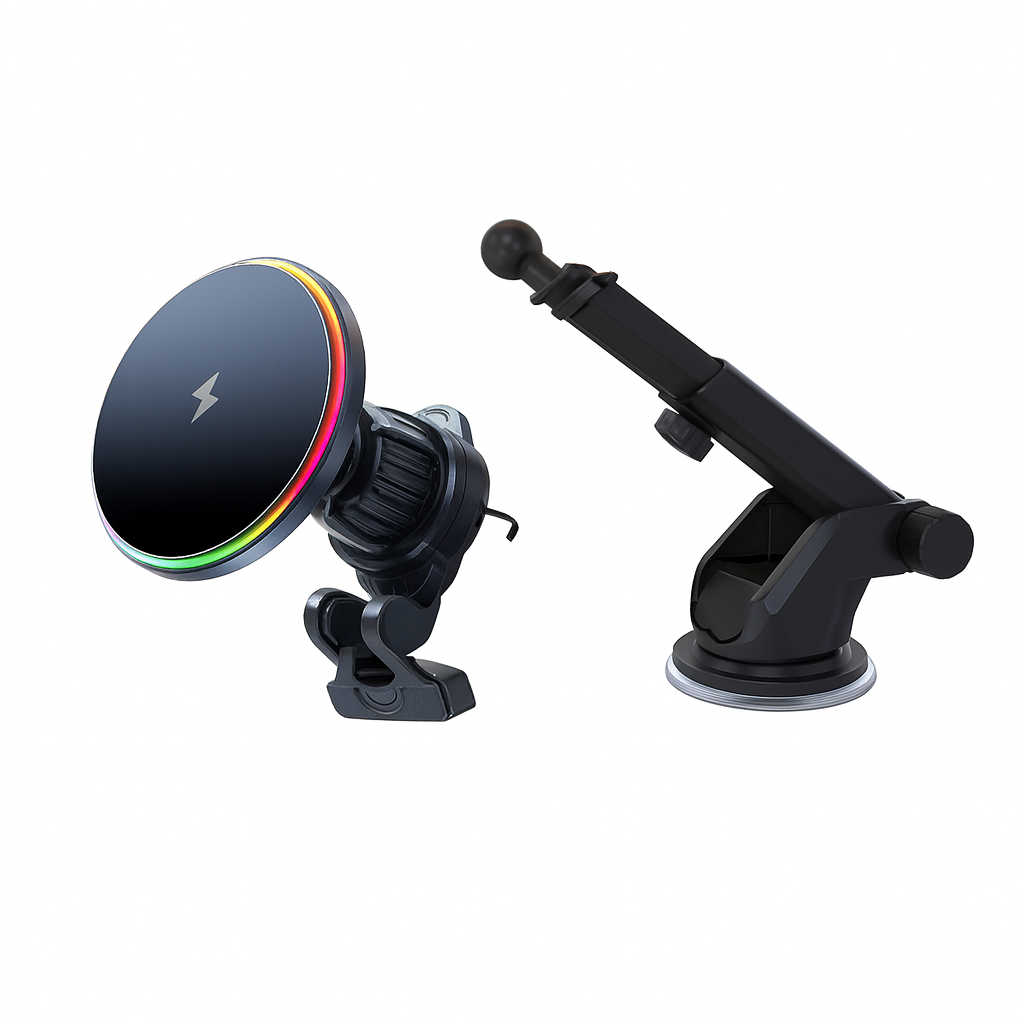 15W Magnetic Wireless Car Charger – RGB Ambient Ring, N52 Hold, 360° Vent Mount