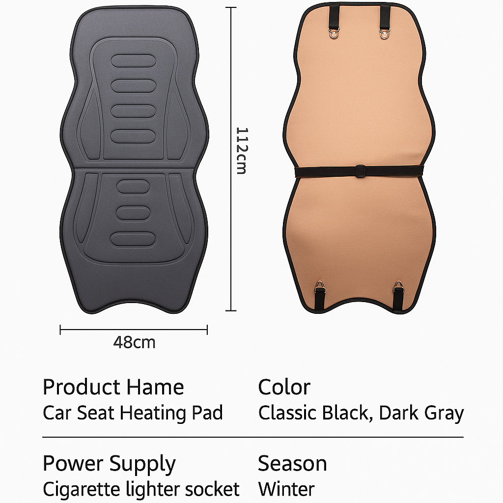 Graphene Pro Heated Car Seat Cushion – 12/24V | 3 Heat Levels | Smart Constant Temperature | Business Edition