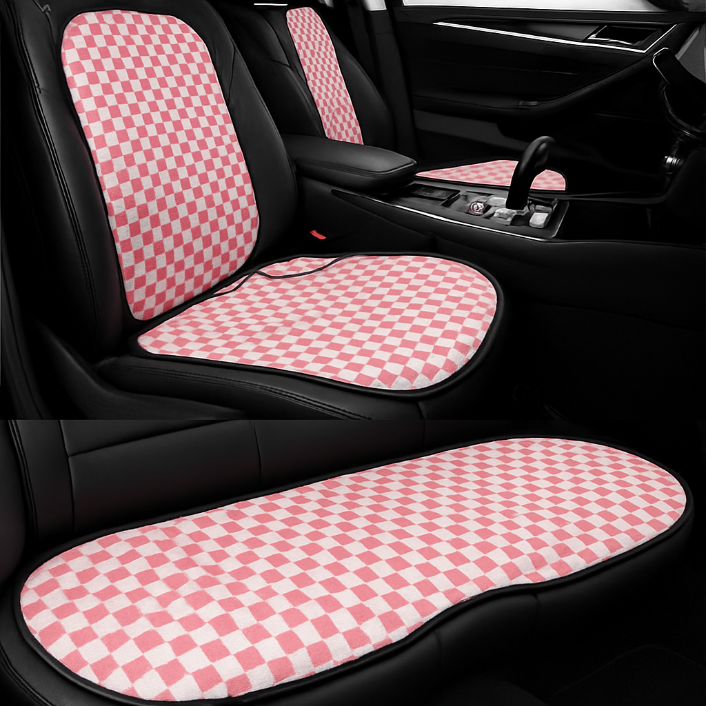 Graphene Pro Heated Car Seat Cushion – 12/24V | 3 Heat Levels | Smart Constant Temperature | Plaid Edition