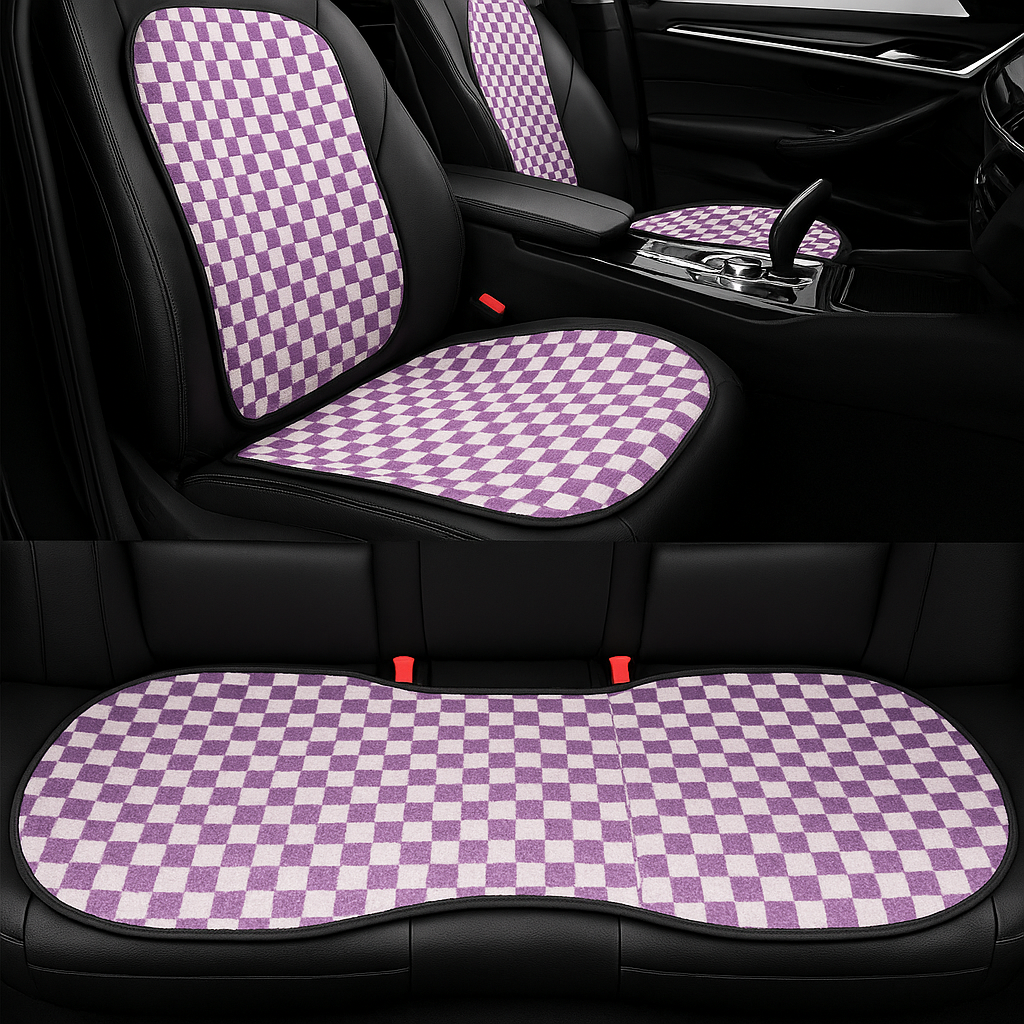 Graphene Pro Heated Car Seat Cushion – 12/24V | 3 Heat Levels | Smart Constant Temperature | Plaid Edition
