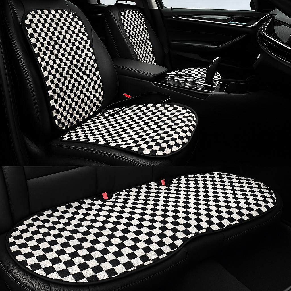 Graphene Pro Heated Car Seat Cushion – 12/24V | 3 Heat Levels | Smart Constant Temperature | Plaid Edition
