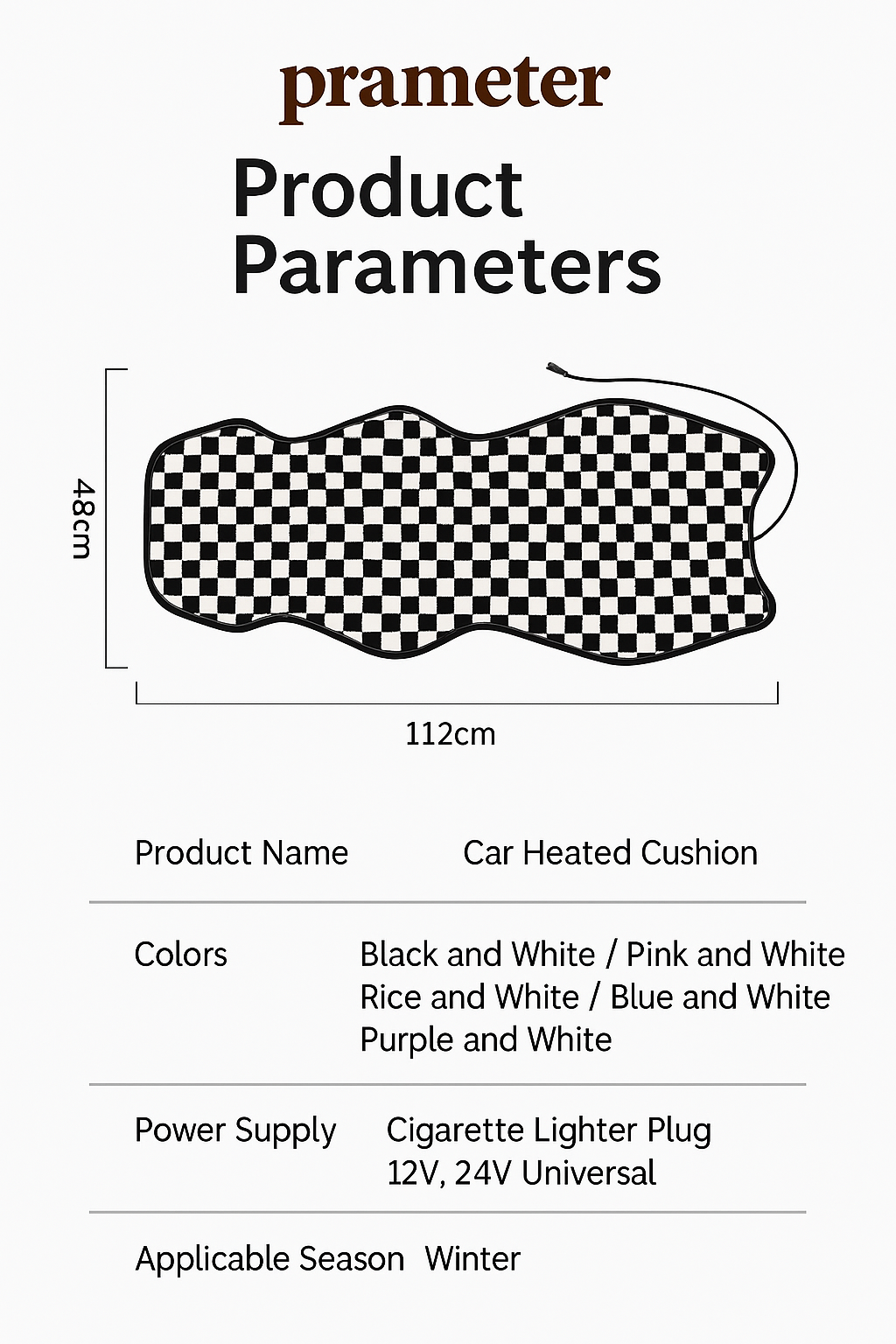Graphene Pro Heated Car Seat Cushion – 12/24V | 3 Heat Levels | Smart Constant Temperature | Plaid Edition