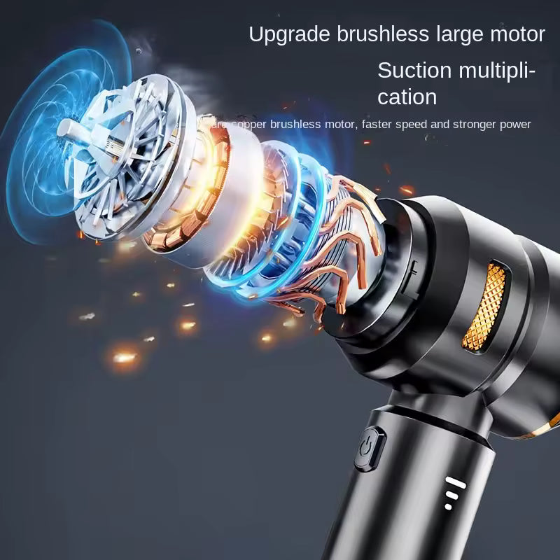 TurboClean Pro 6000 – Cordless Car Vacuum, 16 kPa Suction, 6000 mAh Battery