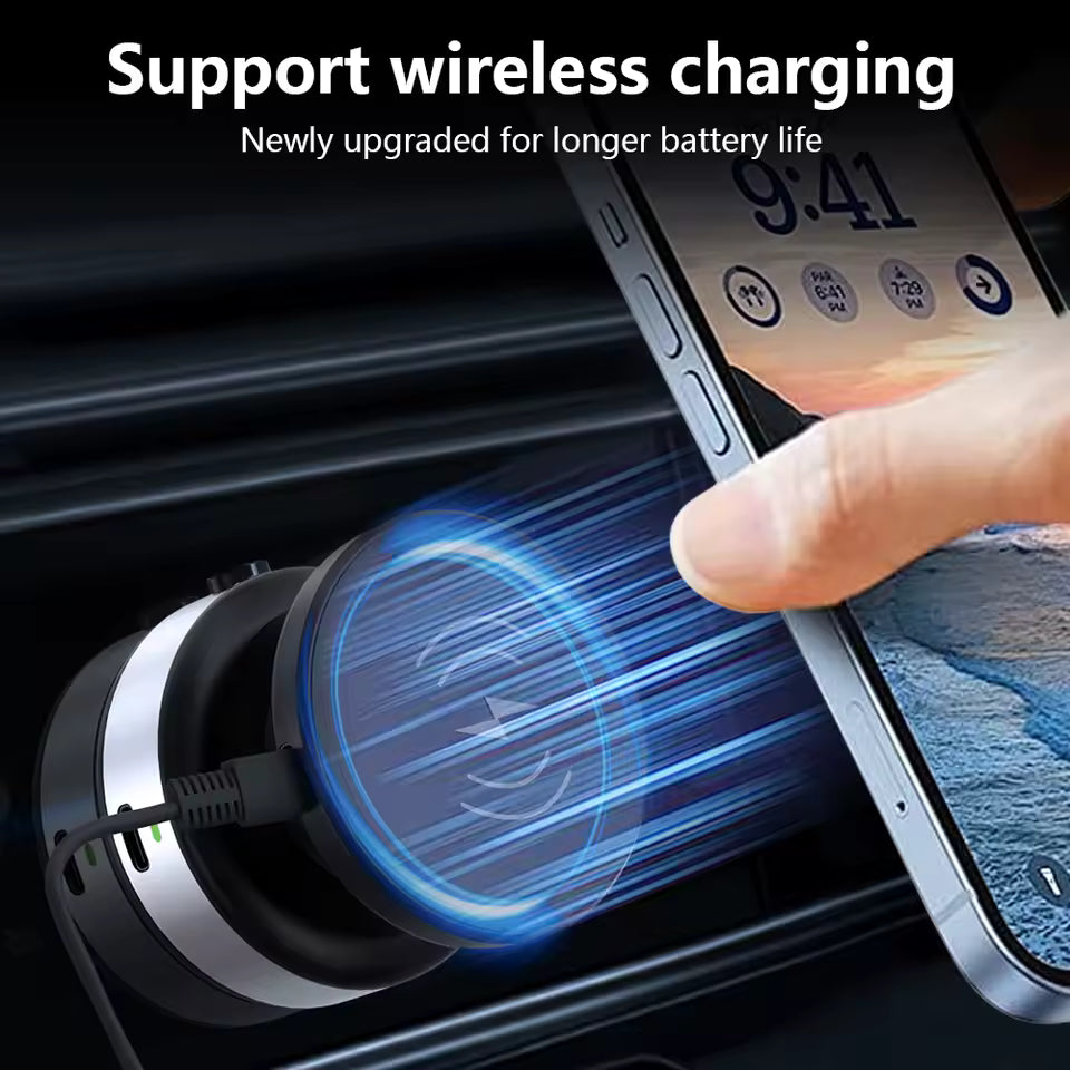 15W MagSafe Car Mount Max — Premium Alloy • Electric Vacuum Lock • N52 Secure Hold