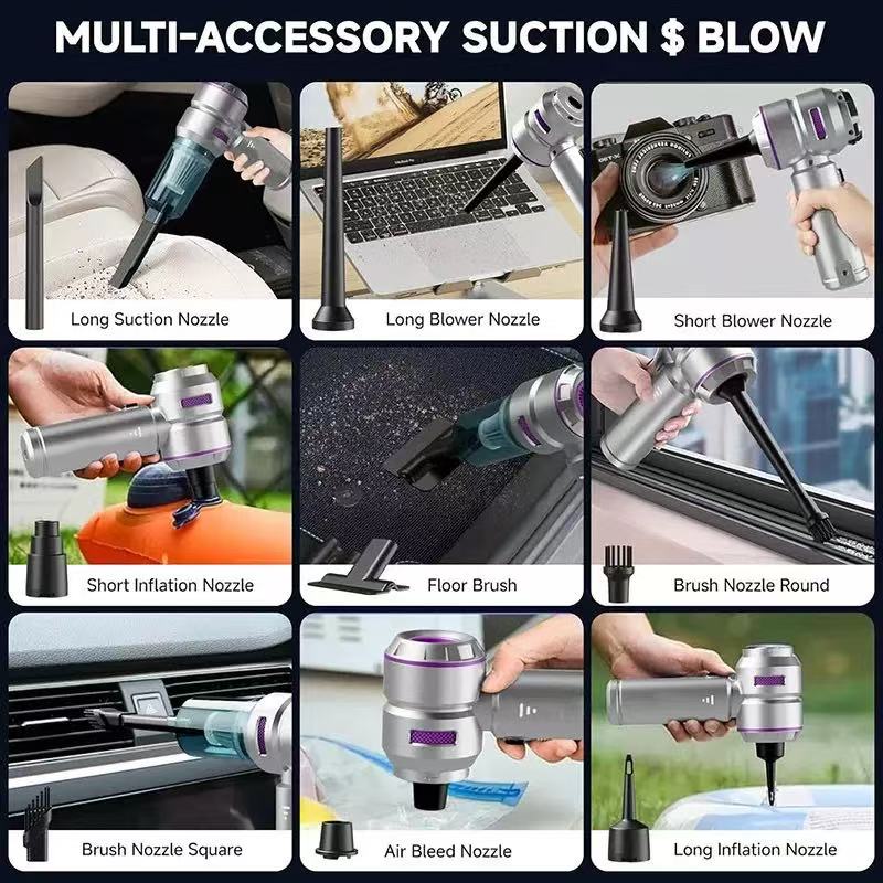 TurboClean Pro 6000 – Cordless Car Vacuum, 16 kPa Suction, 6000 mAh Battery