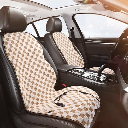 Graphene Pro Heated Car Seat Cushion – 12/24V | 3 Heat Levels | Smart Constant Temperature | Plaid Edition