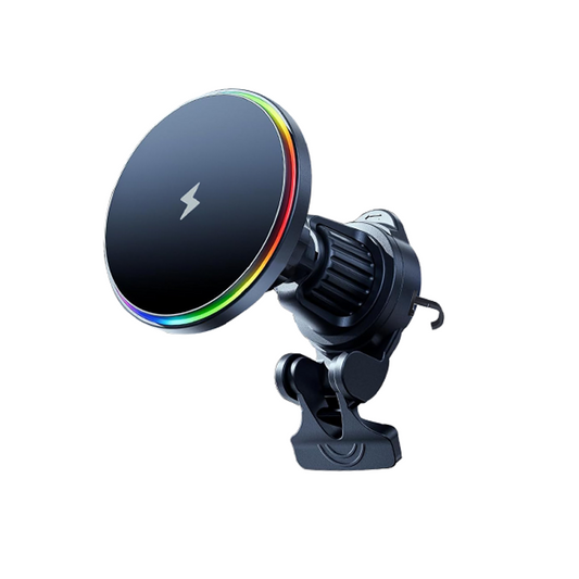 15W Magnetic Wireless Car Charger – RGB Ambient Ring, N52 Hold, 360° Vent Mount