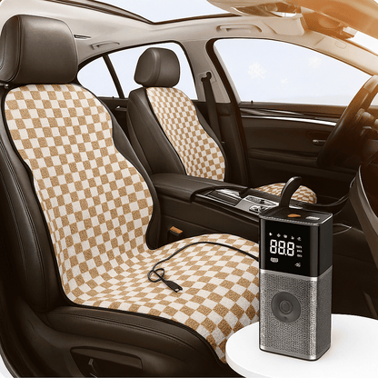 Winter Comfort Kit — Heated Seat Cushion + Portable Tire Inflator