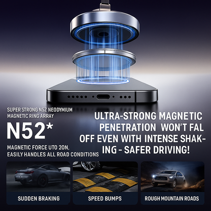 MagSafe Car Mount Pro — 15W Fast Wireless Charging • Vacuum Suction Pad • Zinc-Alloy Arm