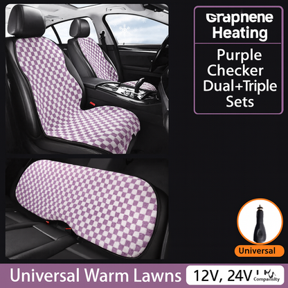 Graphene Pro Heated Car Seat Cushion – 12/24V | 3 Heat Levels | Smart Constant Temperature | Plaid Edition