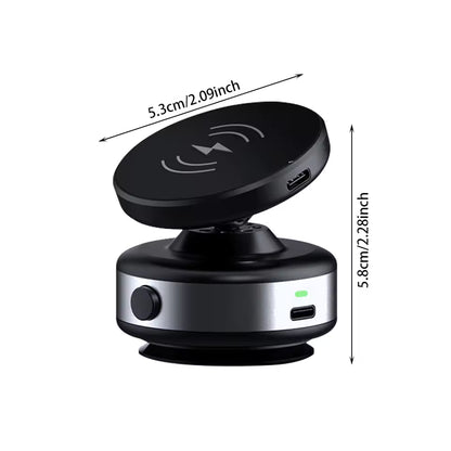 15W MagSafe Car Mount Max — Premium Alloy • Electric Vacuum Lock • N52 Secure Hold